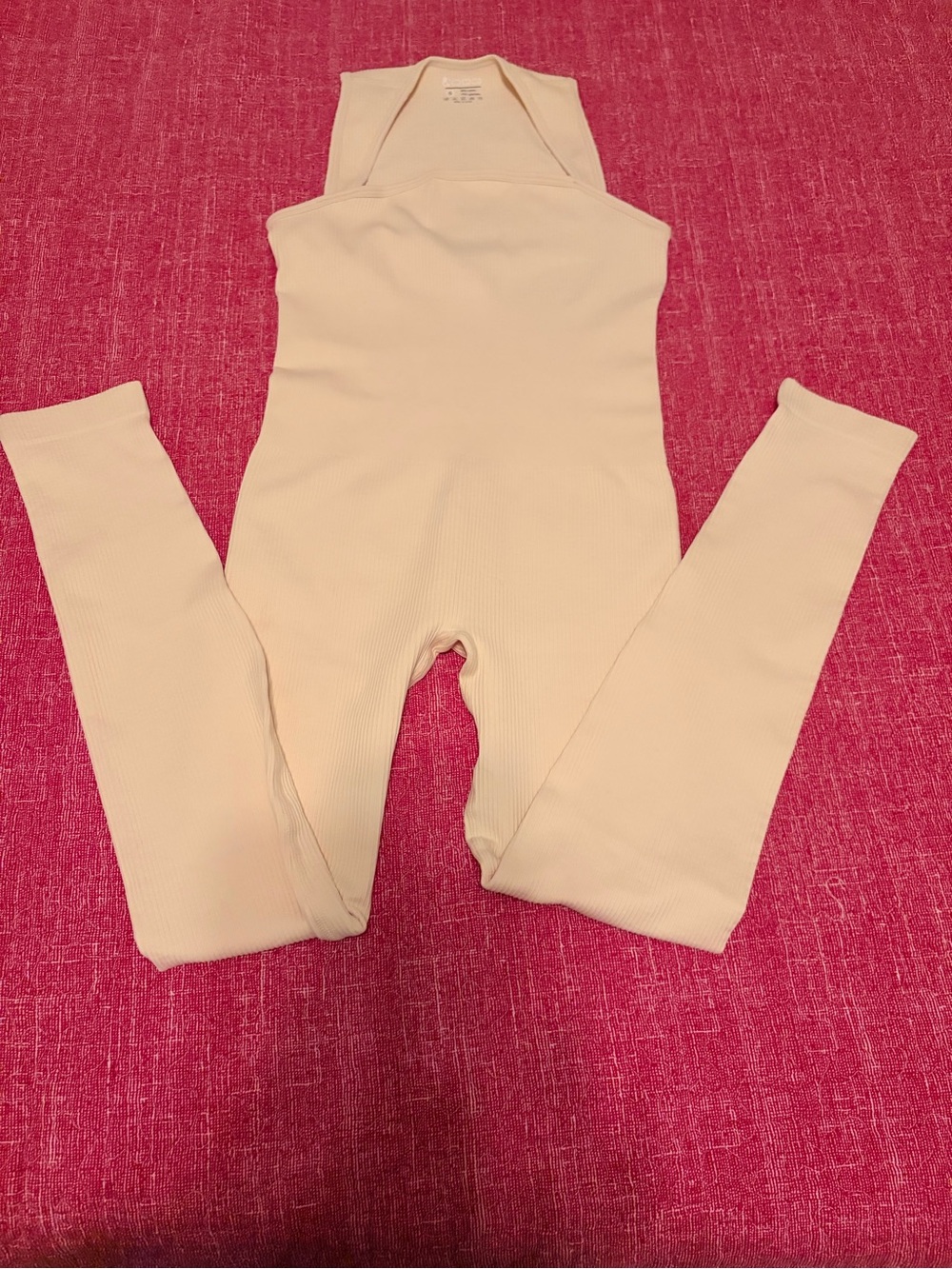 Ribbed Halter-Neck Jumpsuit in Cream